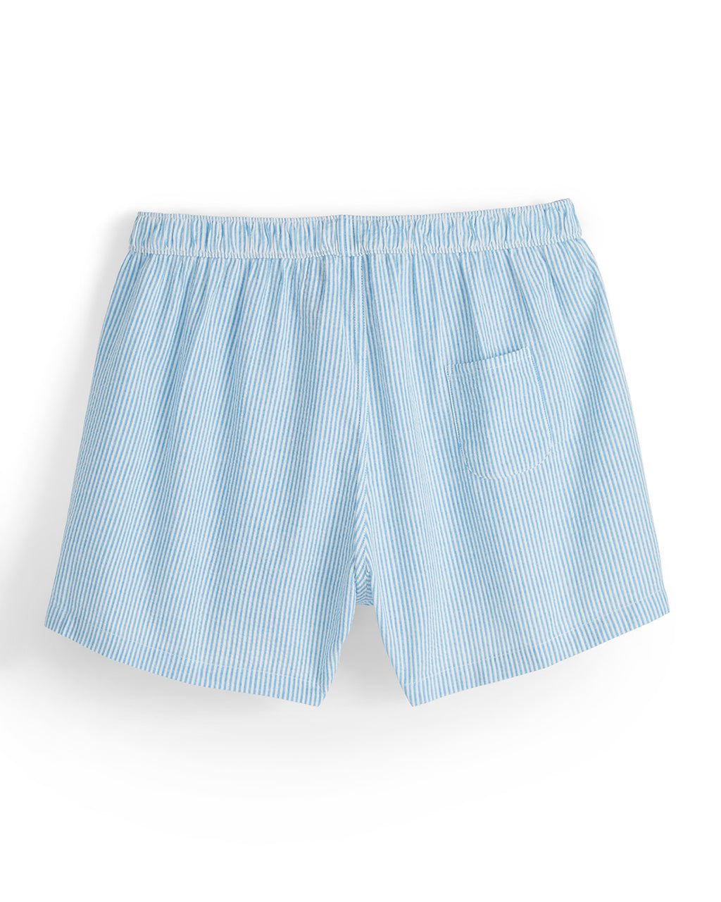 Light blue striped boxer shorts on a white background