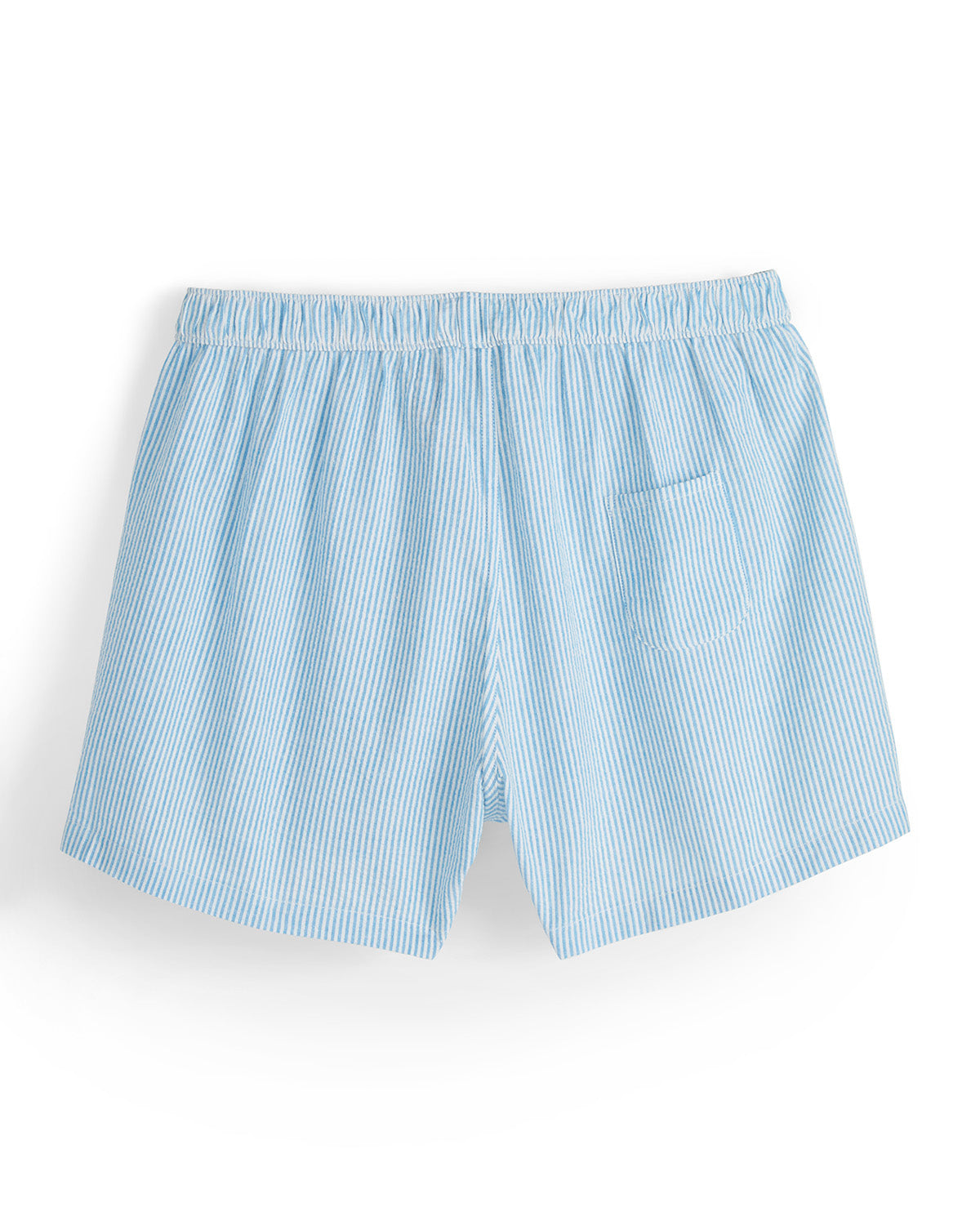 Light blue striped boxer shorts on a white background