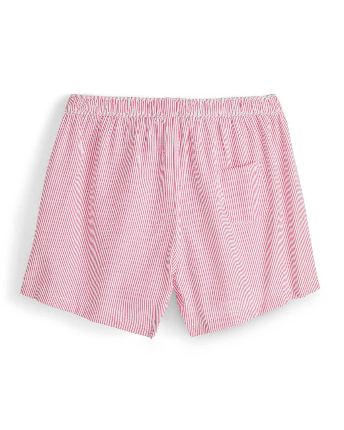 Pink striped boxer shorts on a white background